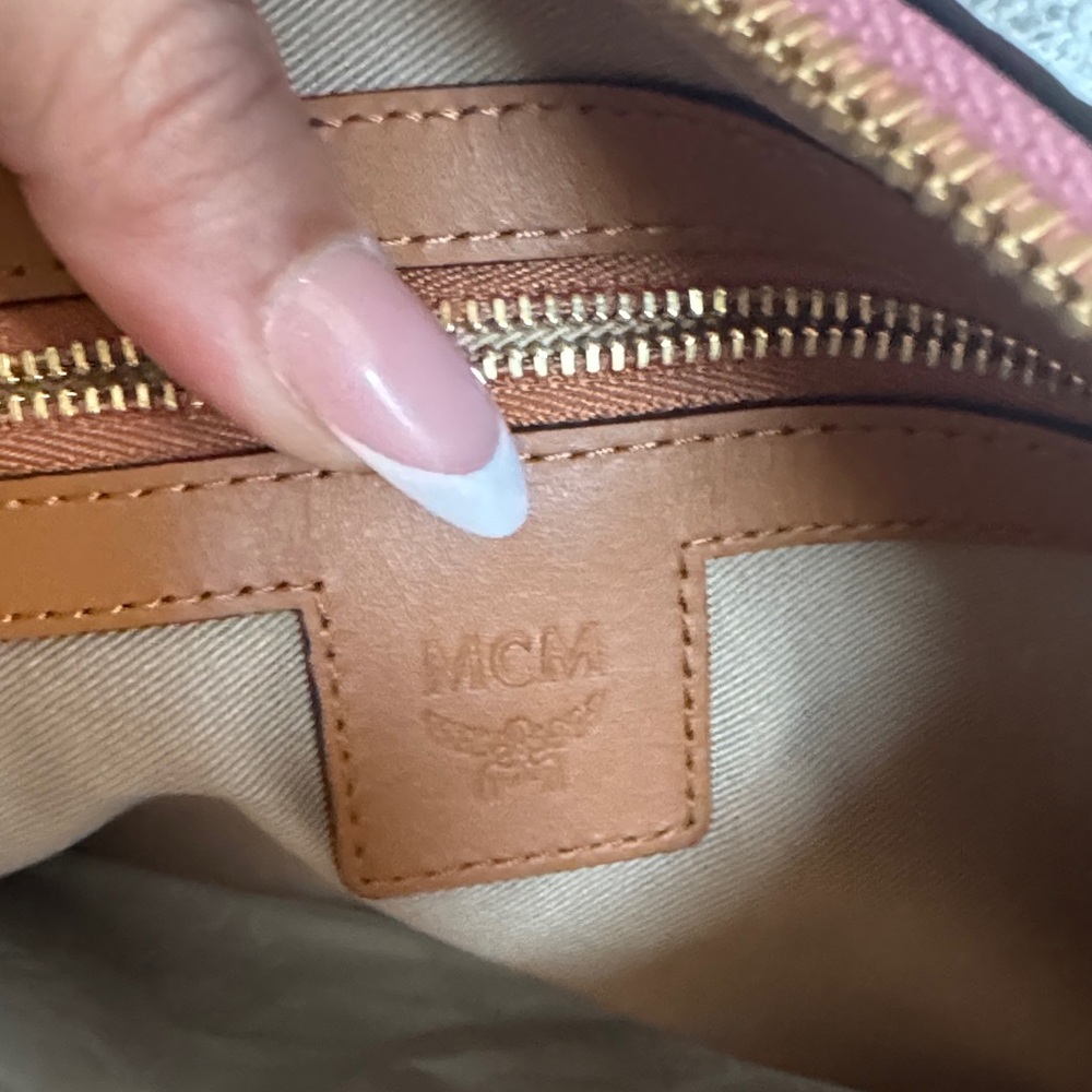 MCM Pink and Brown Monogram Pouch - Picture 3 of 3